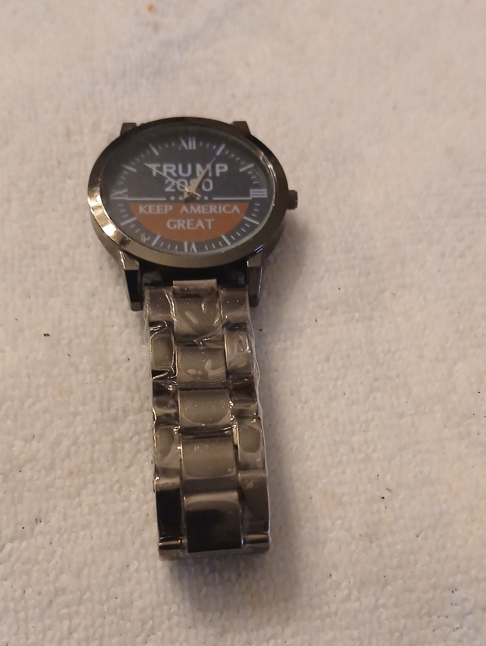 Trump 2020 Keep America Great Stainless Steel Watch - Silver Needs Battery